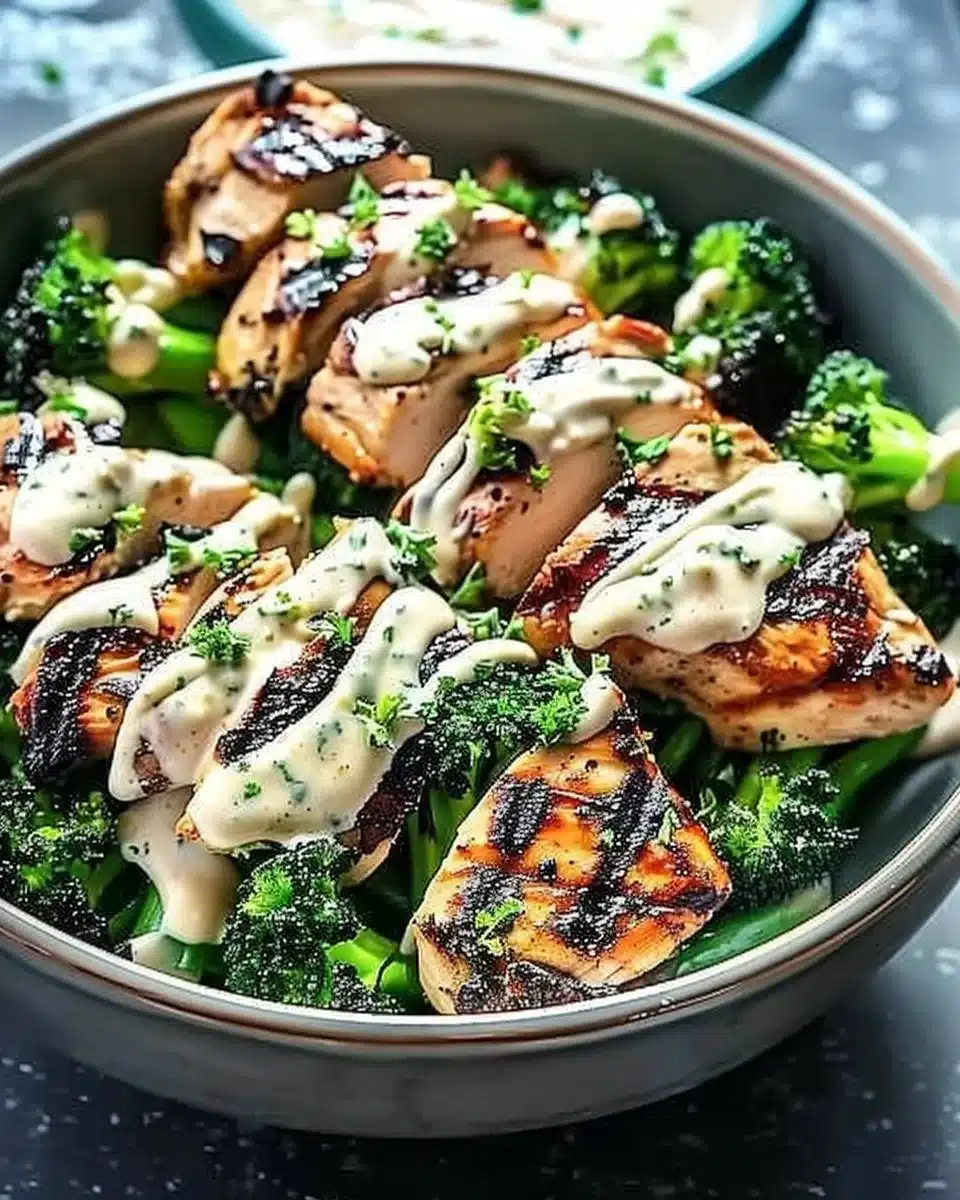 Grilled Chicken & Broccoli Bowls with Creamy Garlic Sauce 6 How to Make Grilled Chicken & Broccoli Bowls with Creamy Garlic Sauce