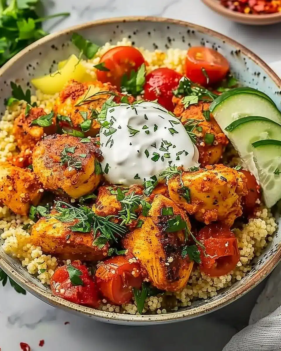 Moroccan Mediterranean Chicken Couscous Bowl 6 Moroccan Mediterranean Chicken Couscous Bowl