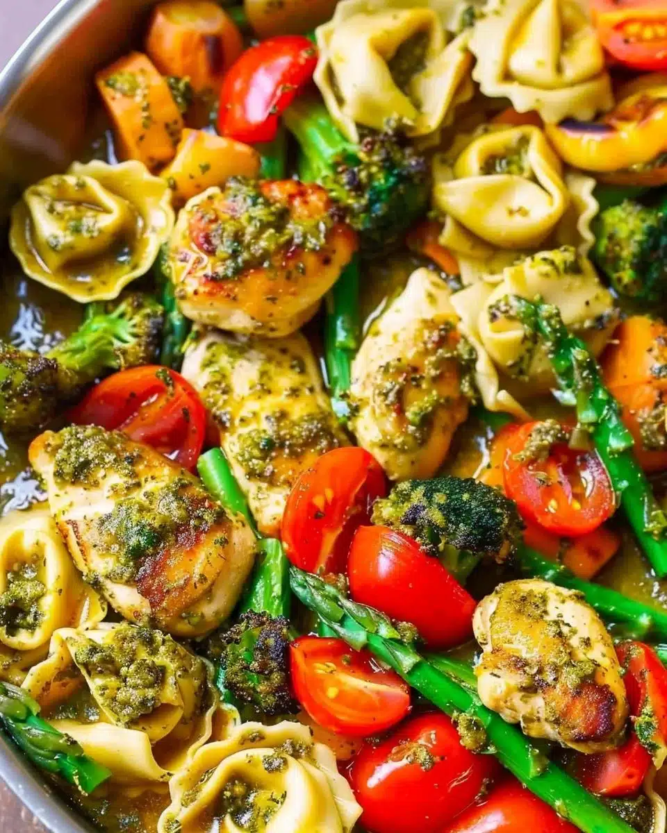 One-Pan Pesto Chicken with Tortellini and Veggies 6 One-Pan Pesto Chicken with Tortellini and Veggies