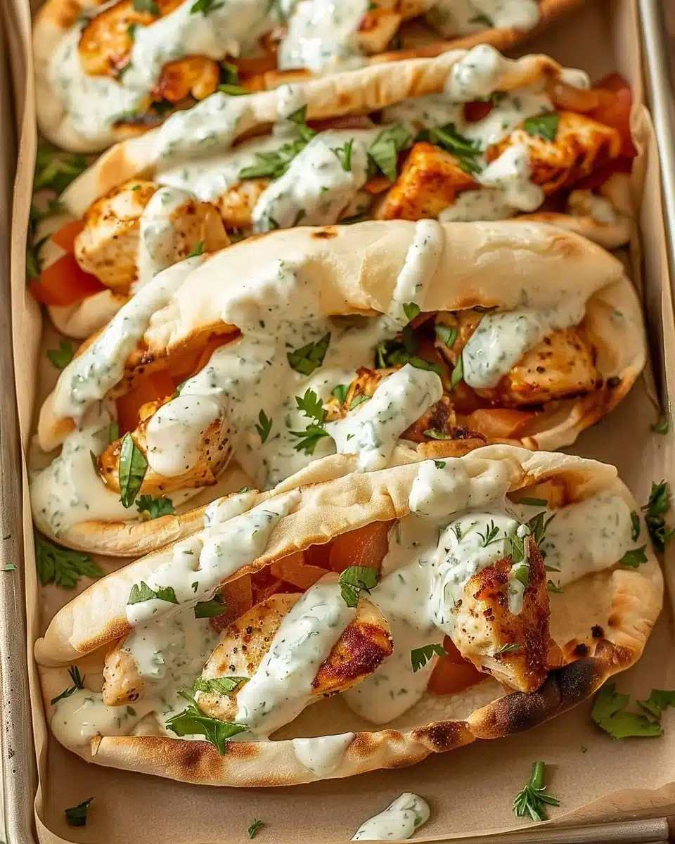 Sheet Pan Chicken Pitas with Herby Ranch Recipe 6 Sheet Pan Chicken Pitas with Herby Ranch Recipe