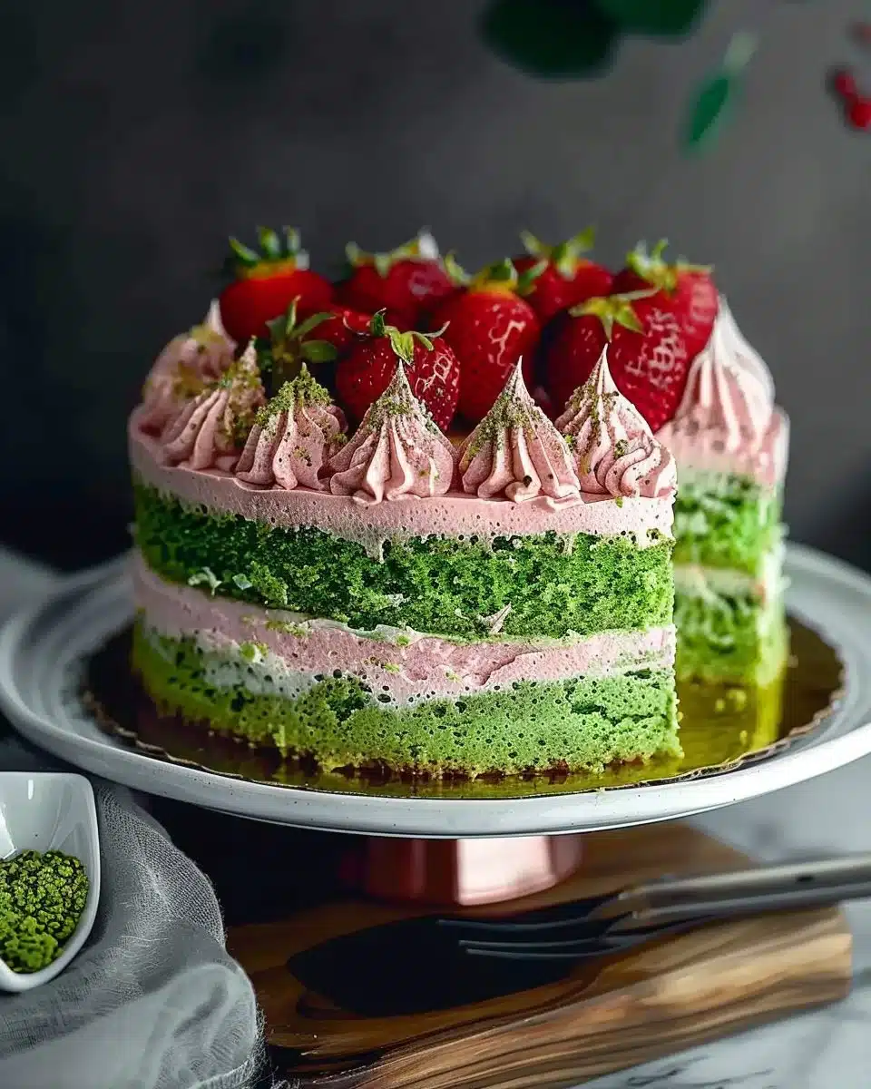 Best 12 Matcha Recipes for Delicious Drinks and Treats 8 Strawberry Matcha Cake