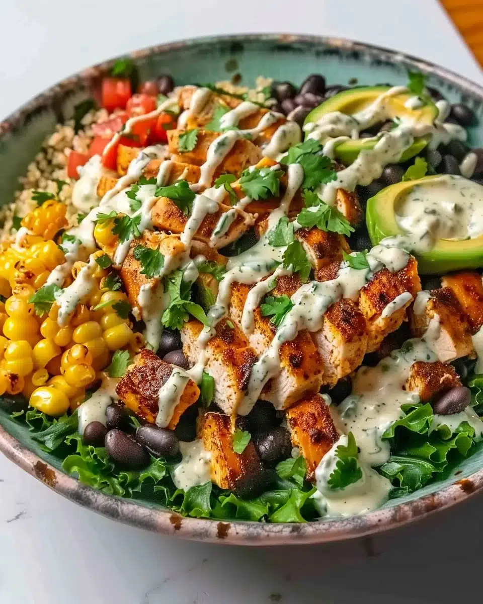 Chipotle Chicken Bowl with Black Beans, Corn, and Creamy Sauce 6 Chipotle Chicken Bowl with Black Beans, Corn, and Creamy Sauce