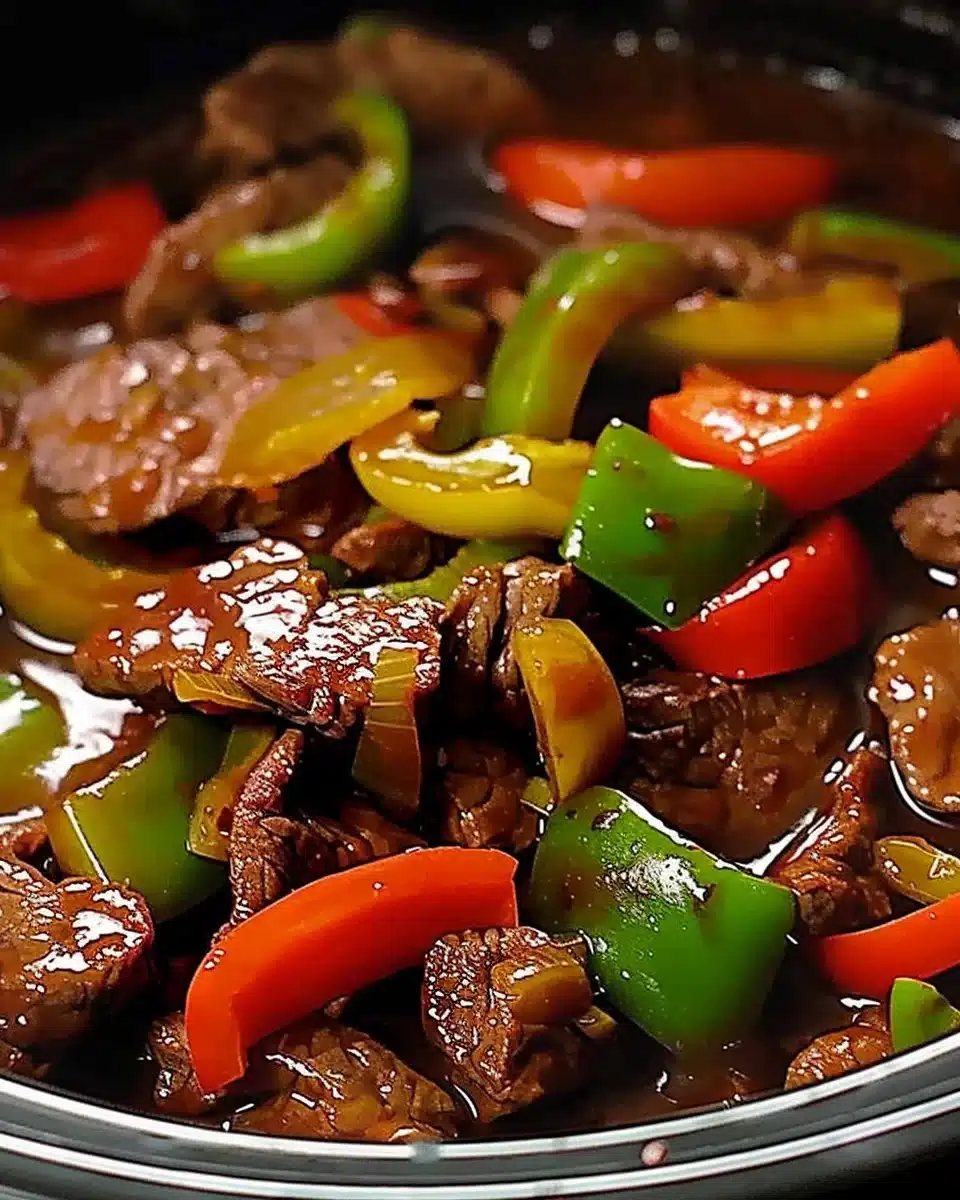 Crock Pot Pepper Steak 6 Pepper Steak in a Crock Pot