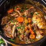 Crockpot Chicken Pot Roast 10 Delicious Crockpot Chicken Pot Roast with vegetables in a slow cooker.