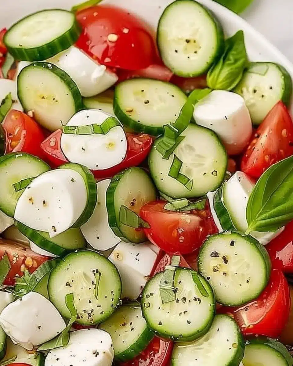 Easy Cucumber Caprese Salad 6 Easy Cucumber Caprese Salad