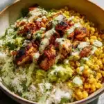 Easy Street Corn Chicken Rice Bowl 8 Easy Street Corn Chicken Rice Bowl topped with fresh ingredients