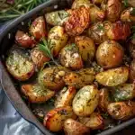Garlic Herb Roasted Potatoes 8 Garlic herb roasted potatoes served as a side dish