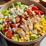 Healthy Chicken Cobb With Avocado Salad 10 Healthy chicken cobb salad with avocado and fresh vegetables