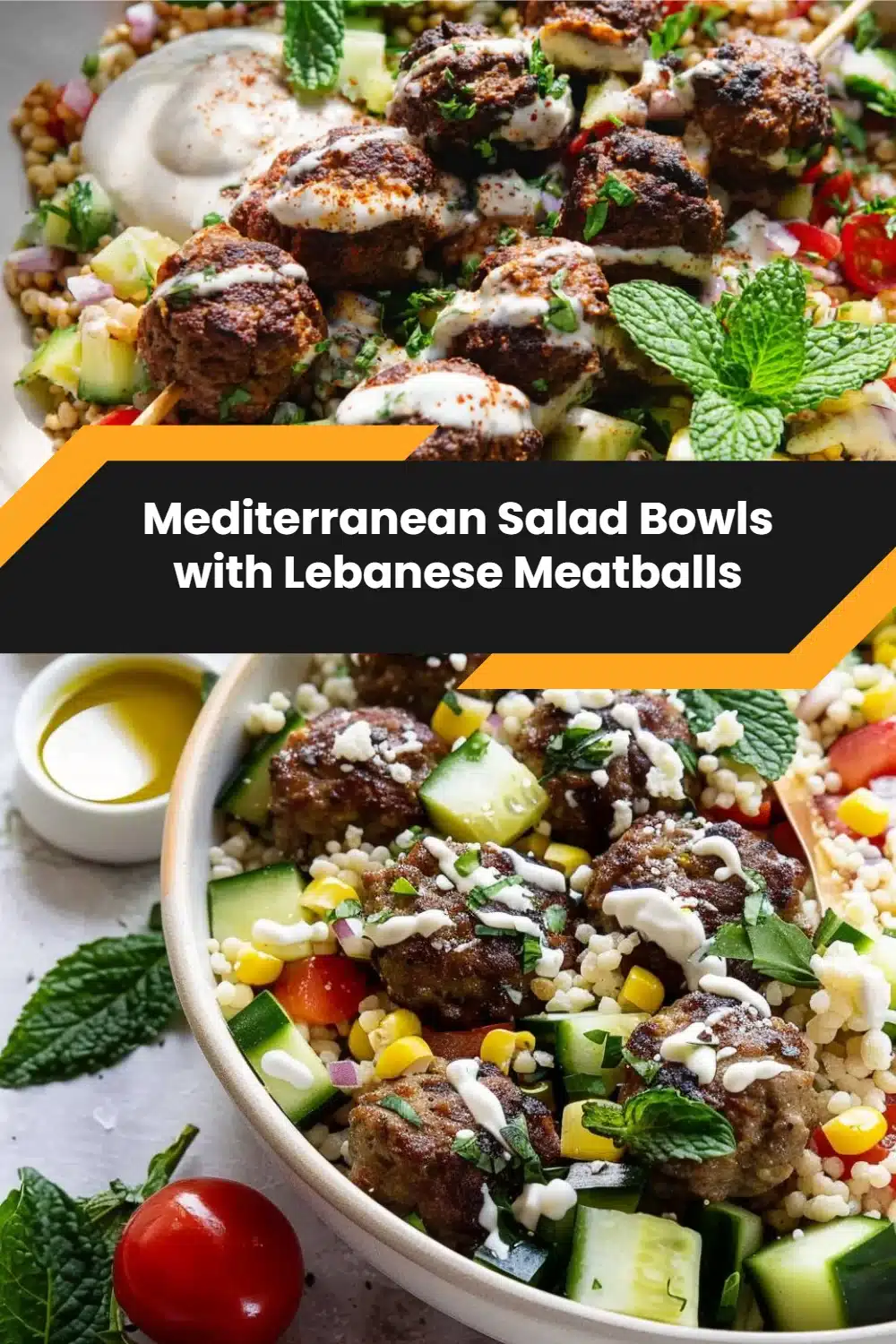 Mediterranean Salad Bowls with Lebanese Meatballs 5 Mediterranean Salad Bowls with Lebanese Meatballs