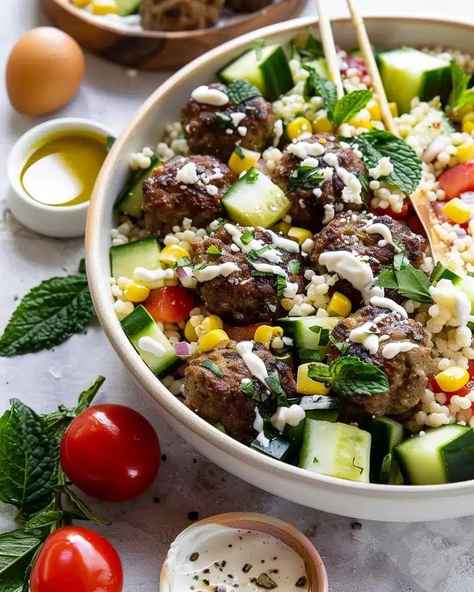 Mediterranean Salad Bowls with Lebanese Meatballs 6 Mediterranean Salad Bowls with Lebanese Meatballs