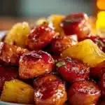 Pineapple Brown Sugar Mississippi Little Smokies Bites 9 Pineapple Brown Sugar Mississippi Little Smokies Bites served on a platter