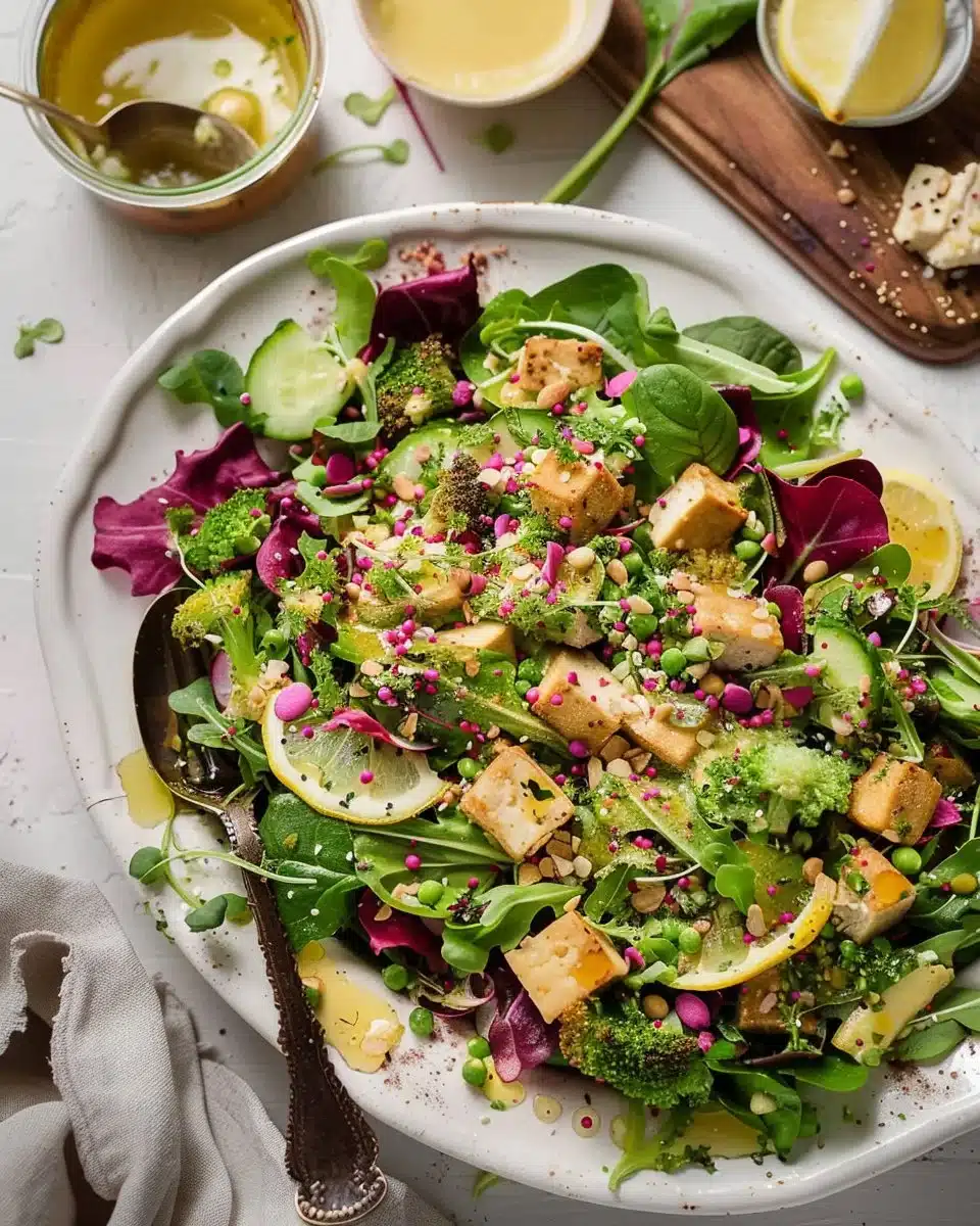 Spring Mix Salad with Lemon Baked Tofu 6 Spring Mix Salad with Lemon Baked Tofu