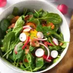 Spring Spinach Salad 10 Fresh Spring Spinach Salad with seasonal vegetables and vinaigrette dressing