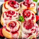 Strawberry Cheesecake Cinnabon Rolls 7 Delicious Strawberry Cheesecake Cinnabon Rolls with fresh strawberries and cream cheese