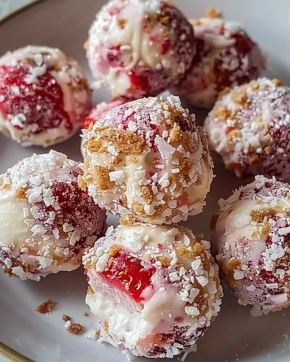 Strawberry Cheesecake Protein Balls 6 Strawberry Cheesecake Protein Balls