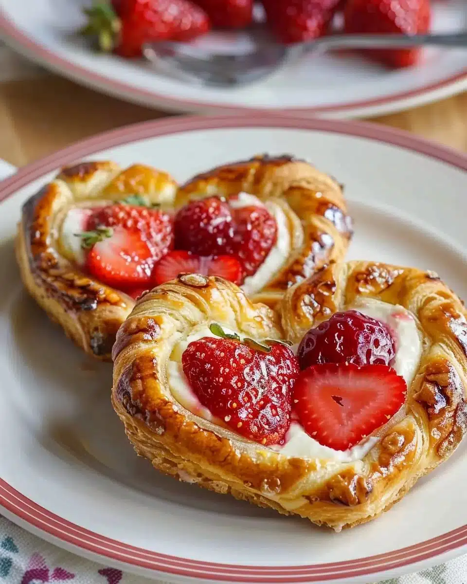 Strawberry Cream Cheese Heart Danishes 6 Strawberry Cream Cheese Heart Danishes