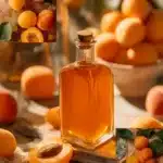 Apricot Liqueur 8 A bottle of apricot liqueur with fresh apricots and cocktail ingredients.