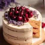 Fresh Cherry Cake 9 Fresh cherry cake topped with cherries and whipped cream