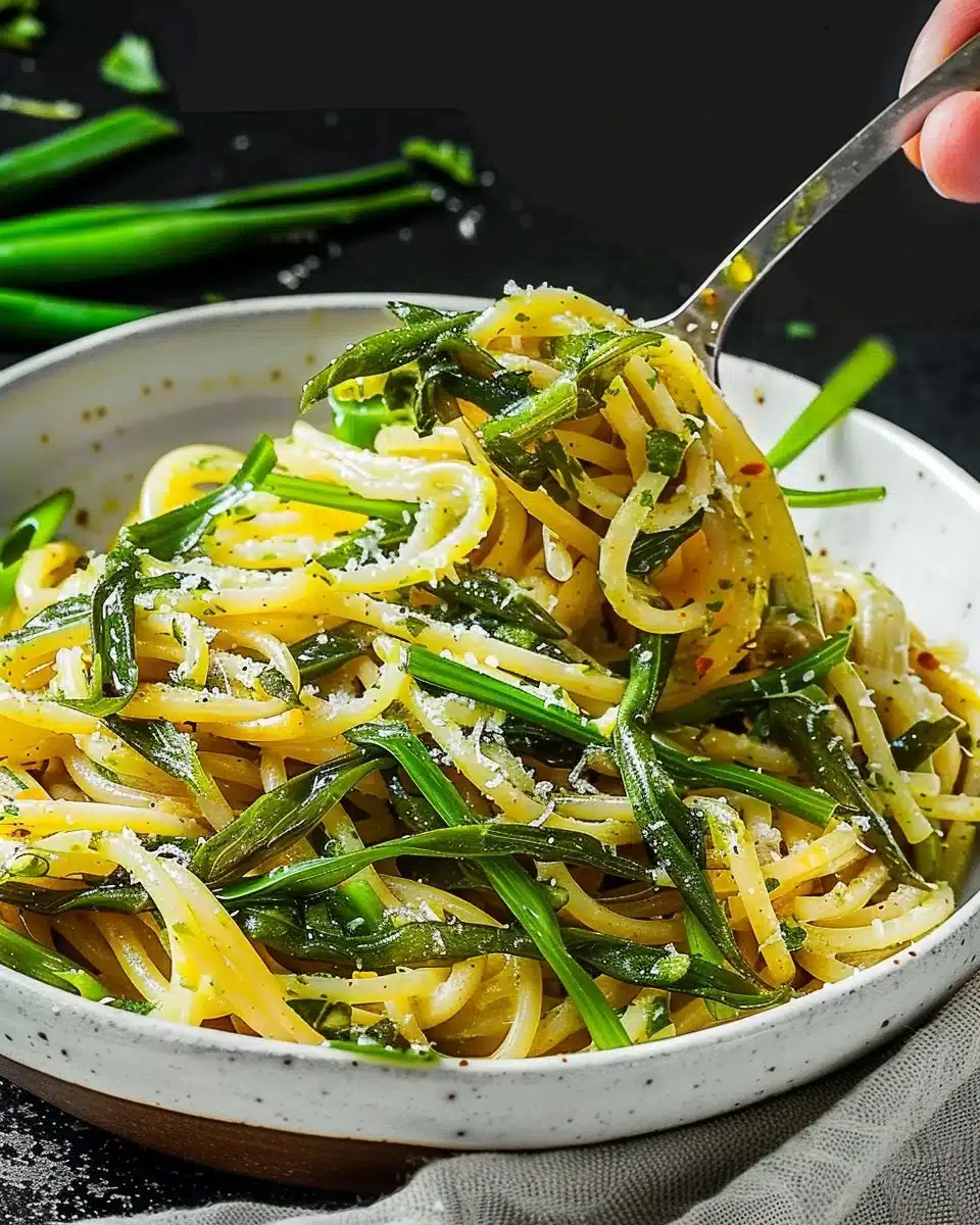 Garlic Scape Pasta 6 Garlic Scape Pasta (Vegan)