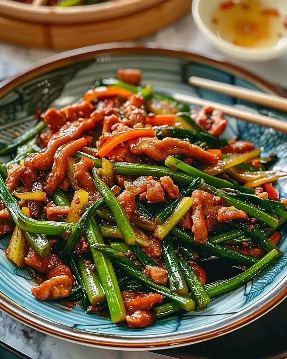 Garlic Scape Stir Fry with Pork 6 Garlic Scape Stir Fry with Pork