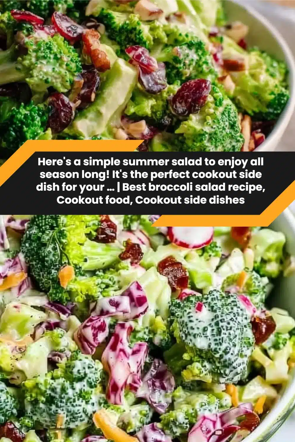 Here's a simple summer salad to enjoy all season long! It's the perfect cookout side dish for your … | Best broccoli salad recipe, Cookout food, Cookout side dishes 5 Here's a simple summer salad to enjoy all season long! It's the perfect cookout side dish for your … | Best broccoli salad recipe, Cookout food, Cookout side dishes