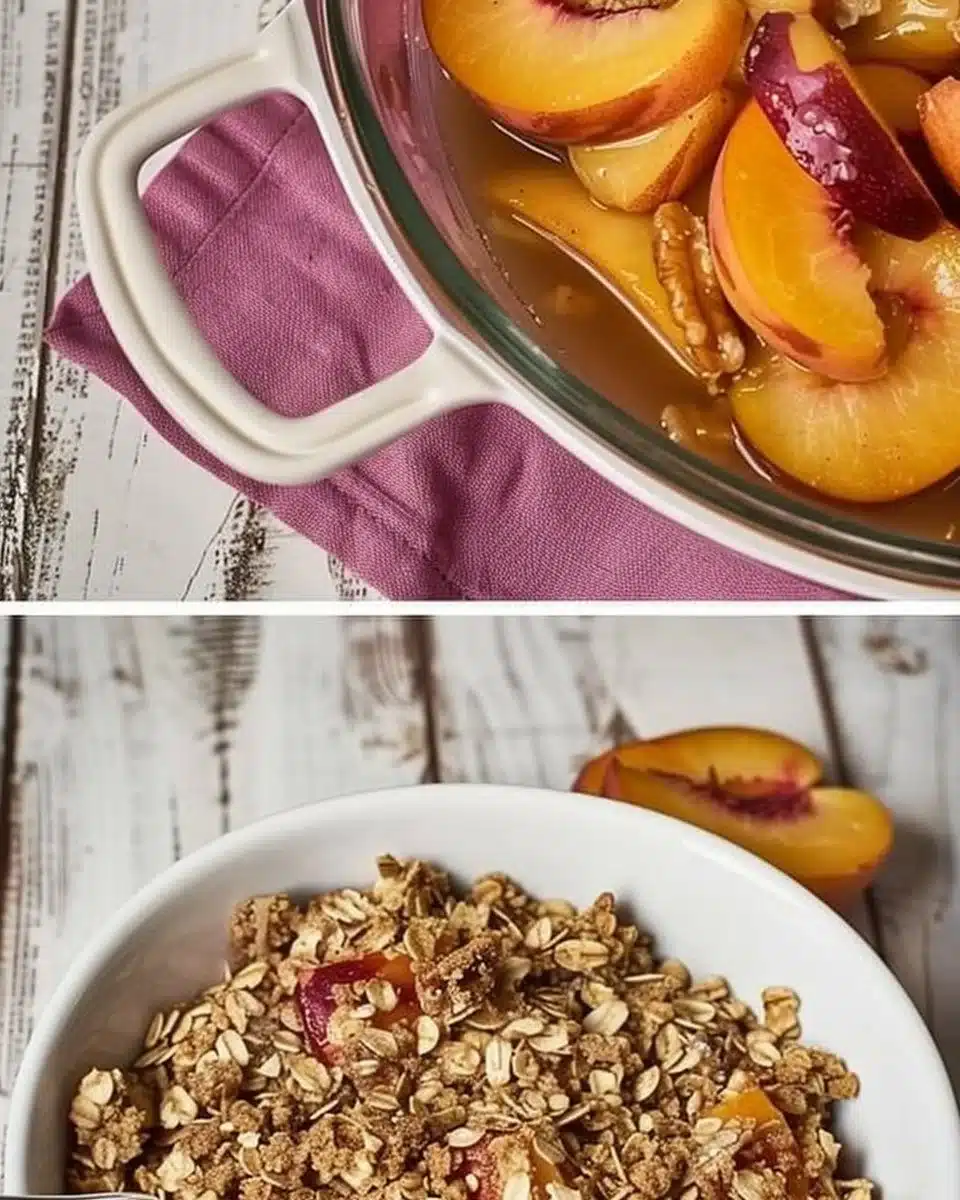 Nectarine Crisp 6 Nectarine Crisp with Cinnamon Oat Pecan Streusel