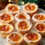 Simple Mini Apricot Tarts 10 Delicious simple mini apricot tarts on a dessert platter