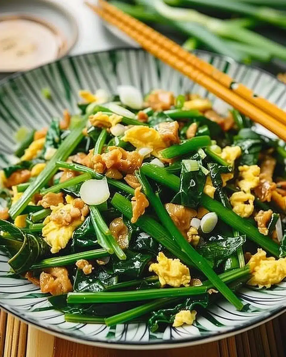Stir-Fried Garlic Scapes with Eggs 6 Stir-Fried Garlic Scapes with Eggs