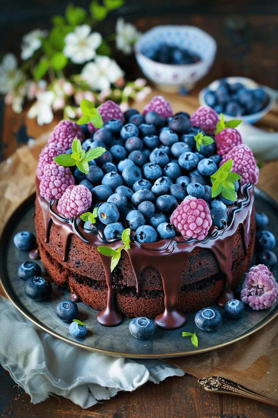 Eggless Blueberry Chocolate Cake Recipe 5 image 1777893059539